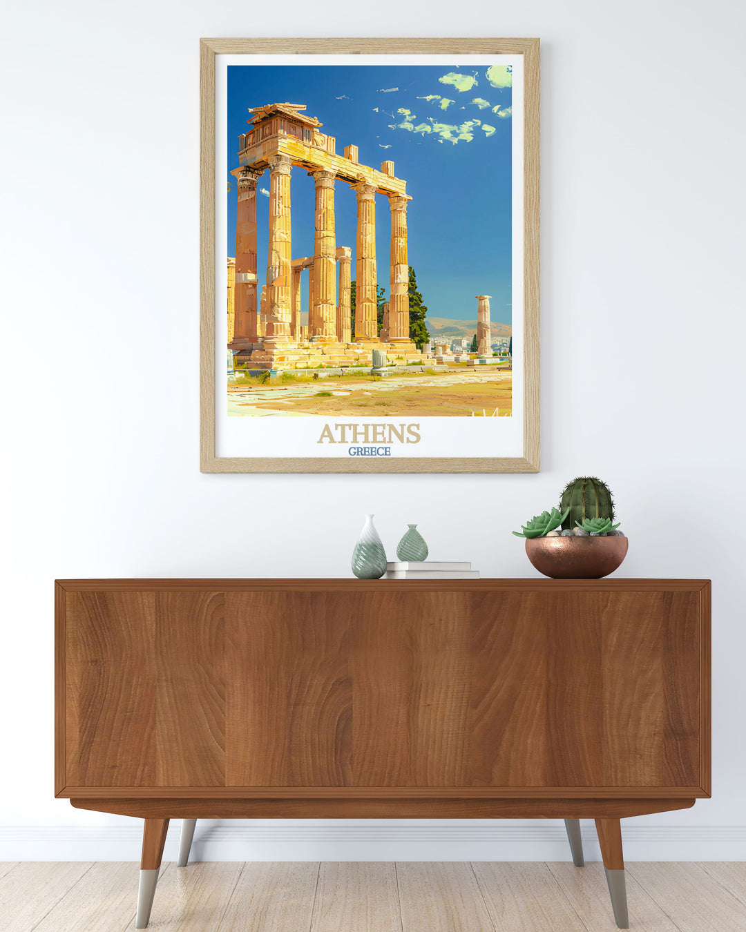 The Temple of Olympian Zeus modern art depicting the grandeur of Athens Greece a beautiful addition to any room great for those who appreciate Greece island decor and elegant home artwork