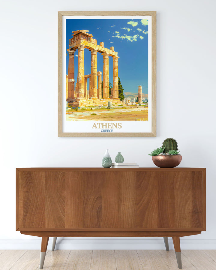 The Temple of Olympian Zeus modern art depicting the grandeur of Athens Greece a beautiful addition to any room great for those who appreciate Greece island decor and elegant home artwork