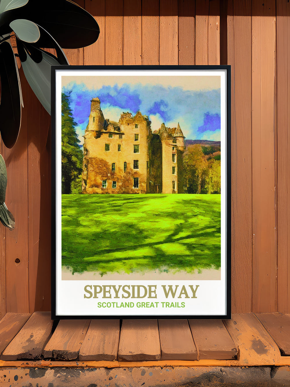 Speyside Way art print showcasing the diverse ecosystems and tranquil scenery of this popular hiking trail. This artwork is ideal for enhancing your home decor, offering a visual journey to one of Europes most scenic long distance trails.