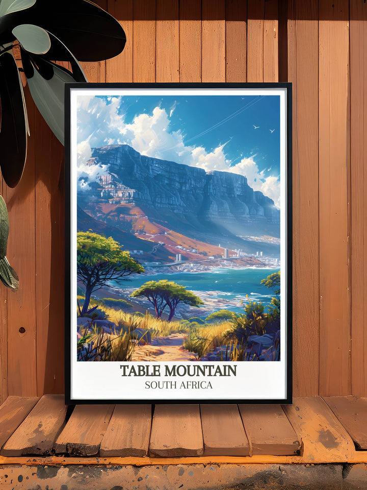 Our National Park Poster of Table Mountain Summit is an ideal gift for travel enthusiasts and nature lovers looking for unique and captivating wall art