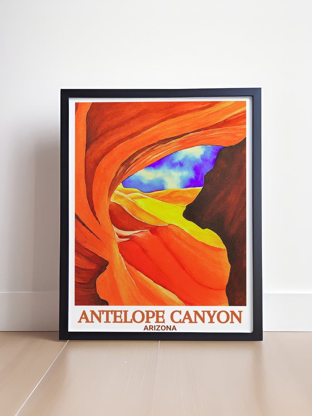 Beautiful Antelope Canyon artwork featuring the mesmerizing light beams and sandstone textures that make this Arizona wonder a favorite among travelers and photographers ideal for Arizona travel decor and modern art lovers.