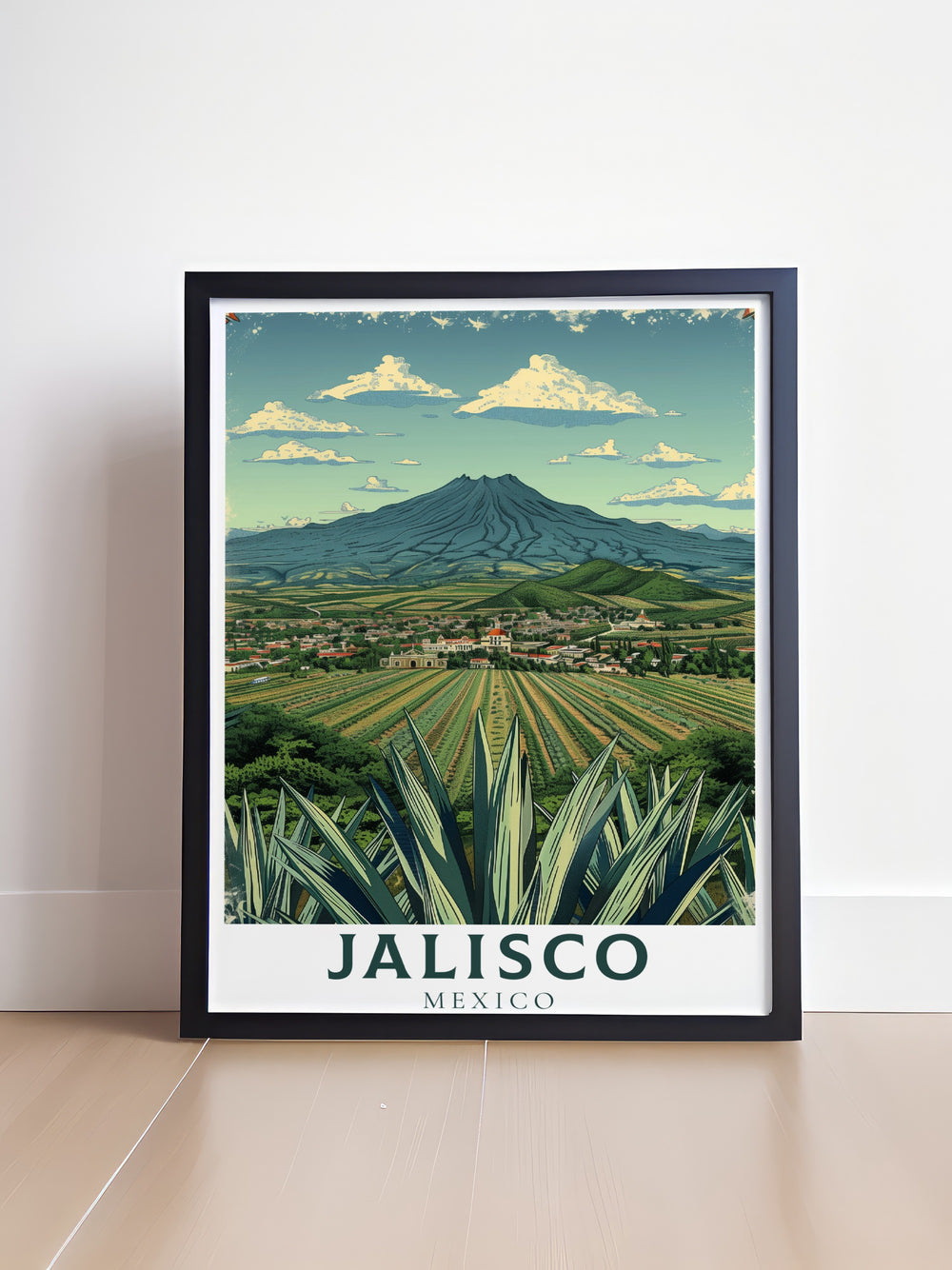 Celebrate Mexicos rich history with this Jalisco wall art featuring the stunning Tequila Landscape. This art print is perfect for those who appreciate Mexican culture and wish to bring its beauty into their home decor.