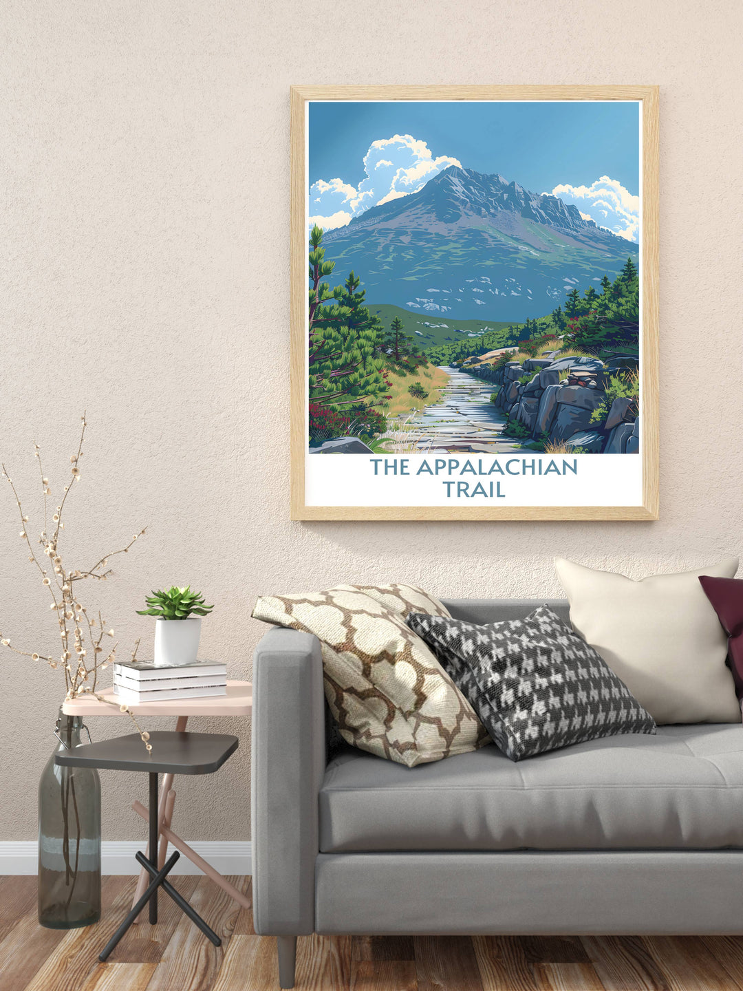 Celebrate the pinnacle of the Appalachian Trail with this Mount Katahdin artwork, featuring detailed natural scenes and vibrant colors.