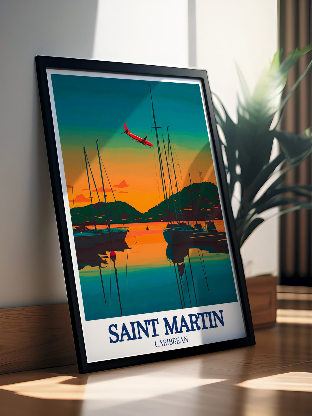 A detailed poster print of Maho Beach and Marigot Bay in Saint Martin, showcasing the islands contrasting landscapes. Whether you love the excitement of planes overhead or the peace of a quiet bay, this artwork will enhance any room with a touch of Caribbean charm.