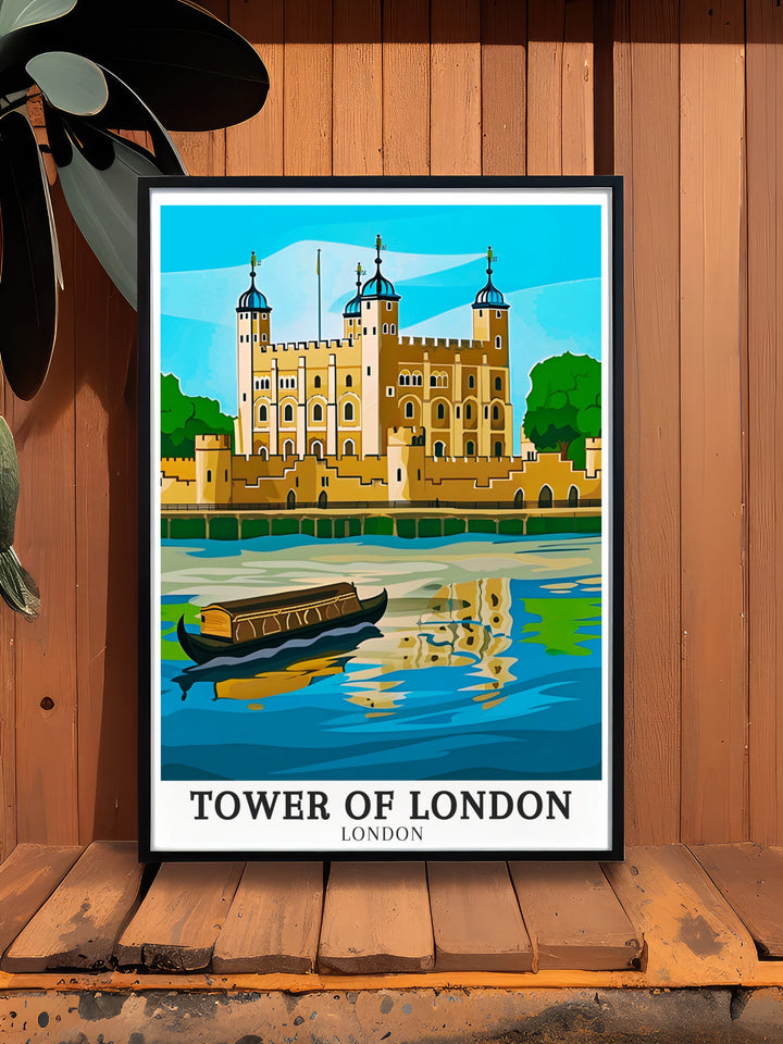 Tower of London canvas wall art depicting the majestic views and historical significance of the Thames Canal and His Majestys Royal Palace in London. These travel canvas prints are perfect for art enthusiasts who appreciate historical beauty and serene landscapes. Enhance your living space with Tower of London Wall Art that captures the stunning views of the landmarks.