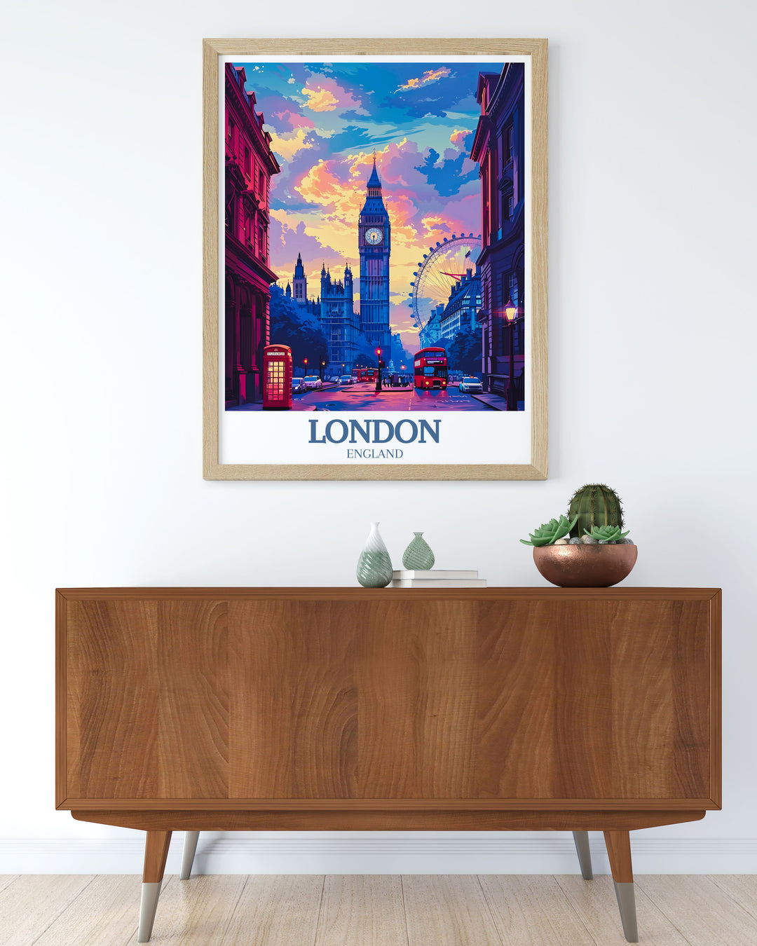 Big Ben and London Eye modern prints featuring high quality artwork of Londons iconic buildings. This beautiful print is ideal for enhancing your home decor with its detailed portrayal of these historic landmarks