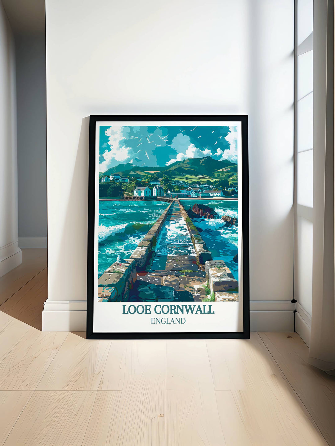 Banjo Pier Modern print showcasing the picturesque coastal view of Banjo Pier with classic vintage style and elegant home decor appeal.