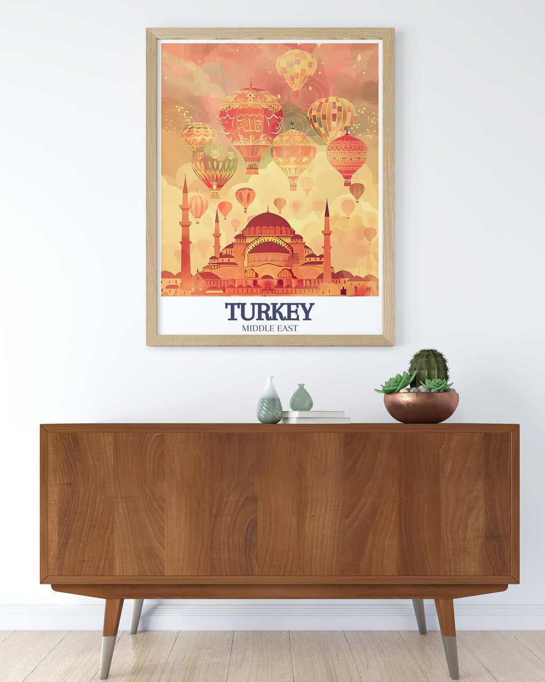 This vintage poster highlights two of Turkeys most famous landmarks—Hagia Sophia and the vibrant city of Istanbul. Perfect for travelers and art lovers, this print blends history and beauty, bringing Turkeys charm into your home.