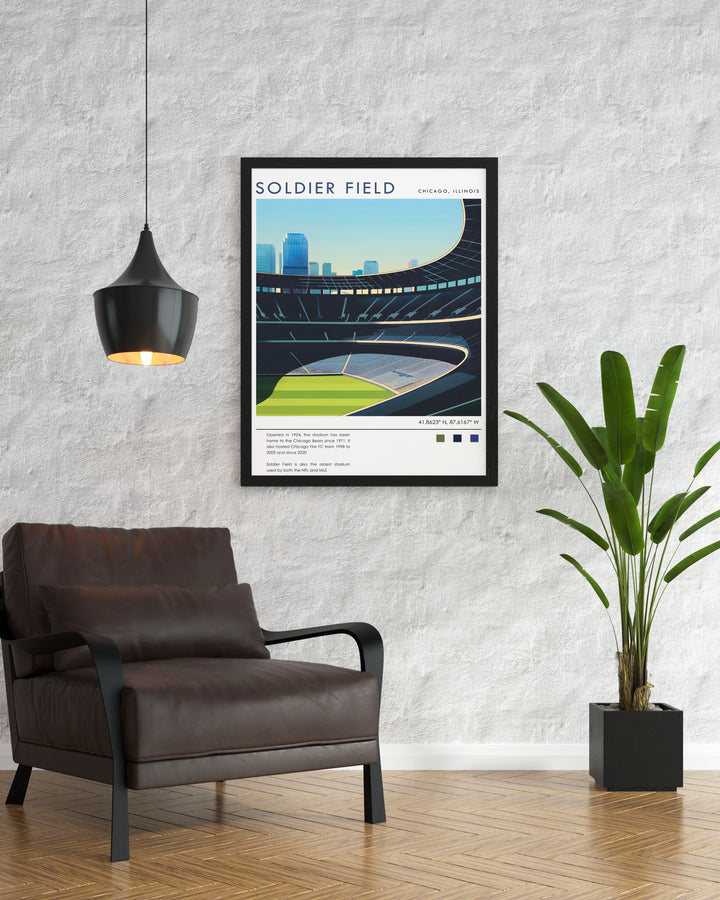 Stunning San Sebastian map and Soldier Field artwork designed to add sophistication and color to your living space perfect for Mothers Day gifts