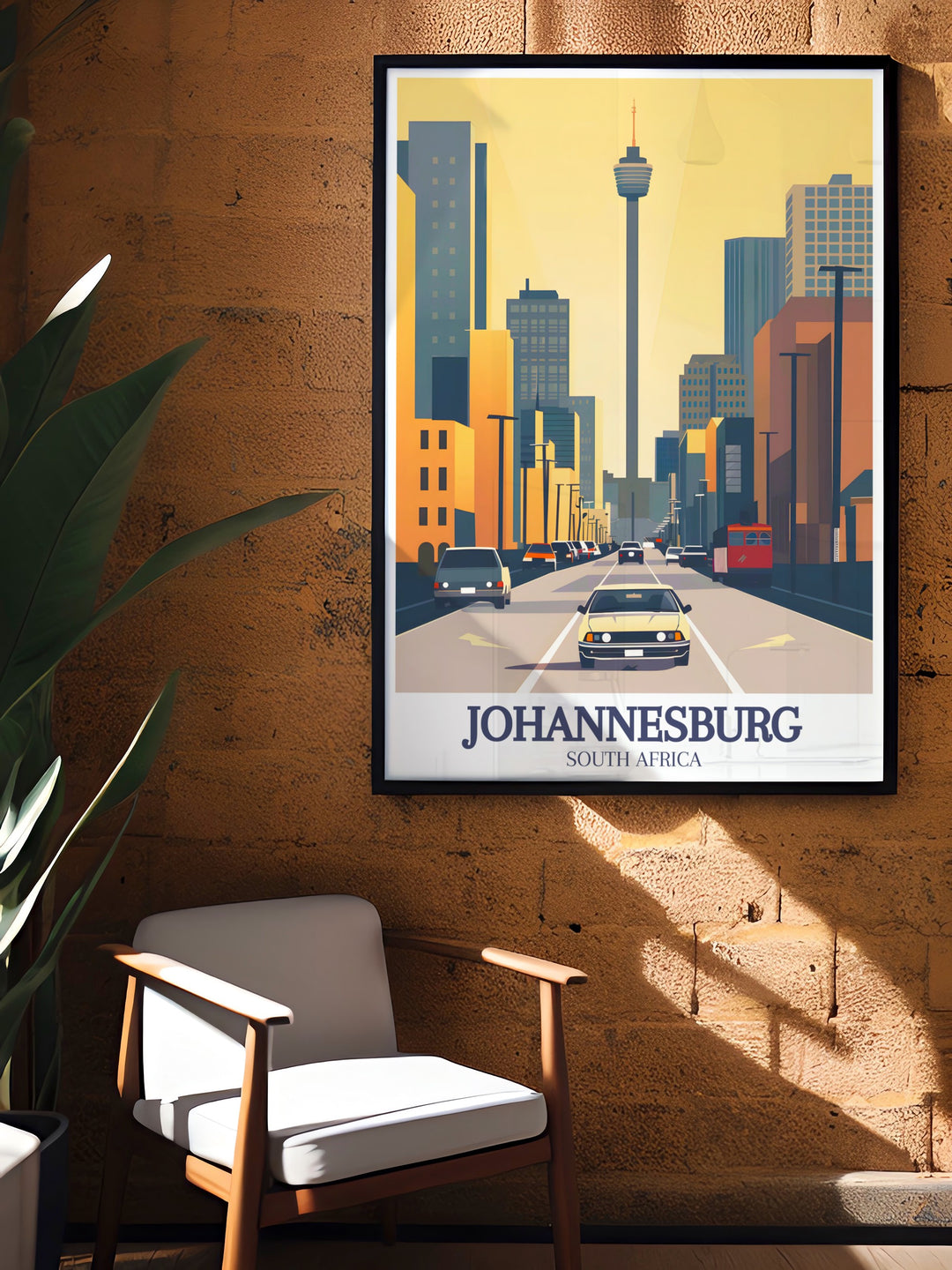 A stunning Johannesburg travel print featuring the Hillbrow Tower and Carlton Centre. This minimalist artwork is a must have for those who love urban landscapes and South African culture. Perfect for home or office décor and makes an ideal gift for travel enthusiasts.