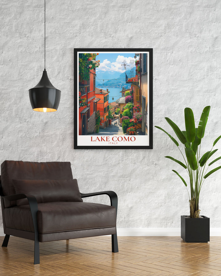 Elegant Lake Como Wall Art capturing the charm of Bellagio great for Italy lovers and unique traveler gifts