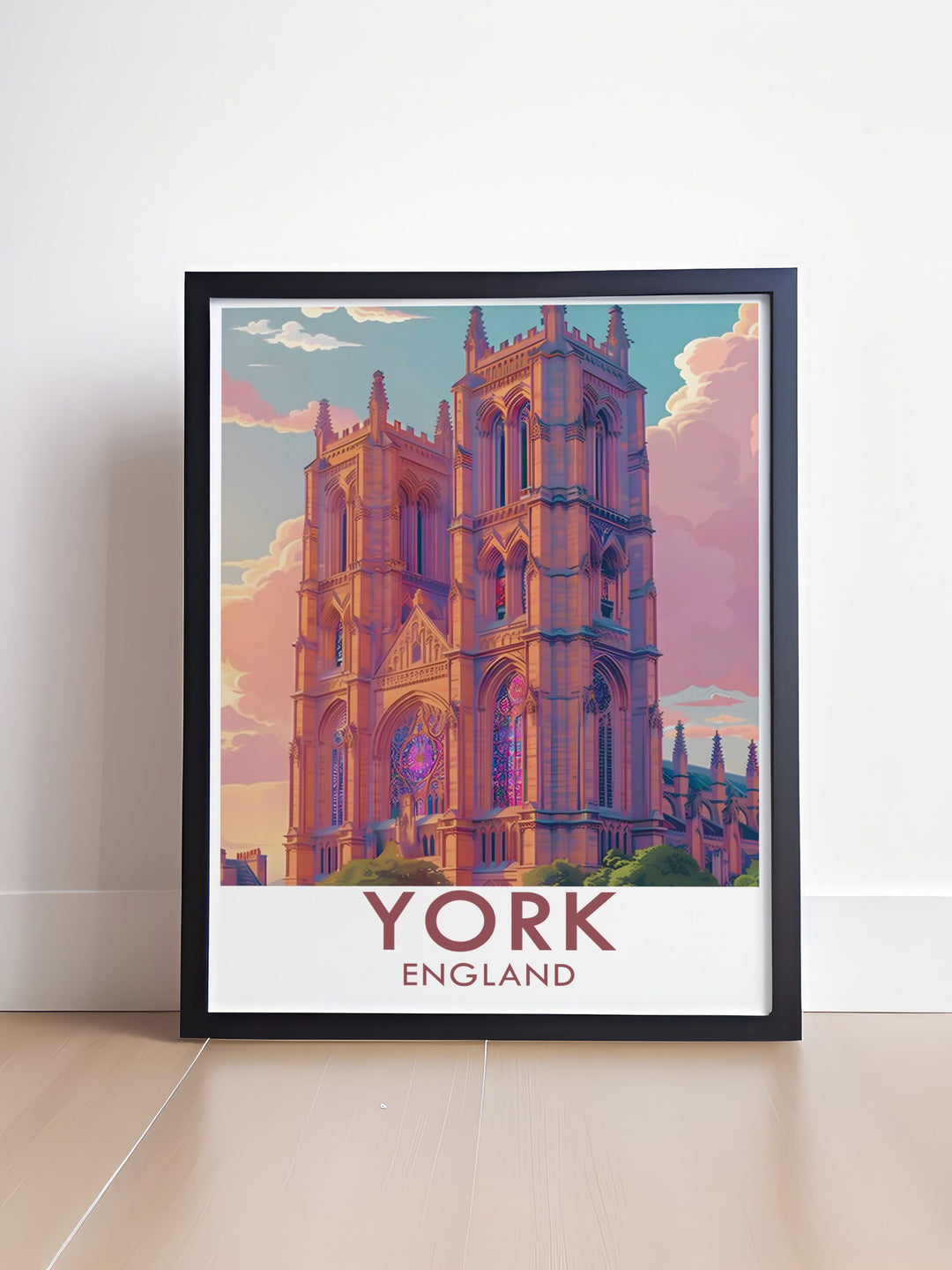 Celebrate the beauty of York with this vintage poster showcasing The York Minster. This travel print captures the spirit of exploration and the stunning architecture of one of Englands most cherished landmarks.