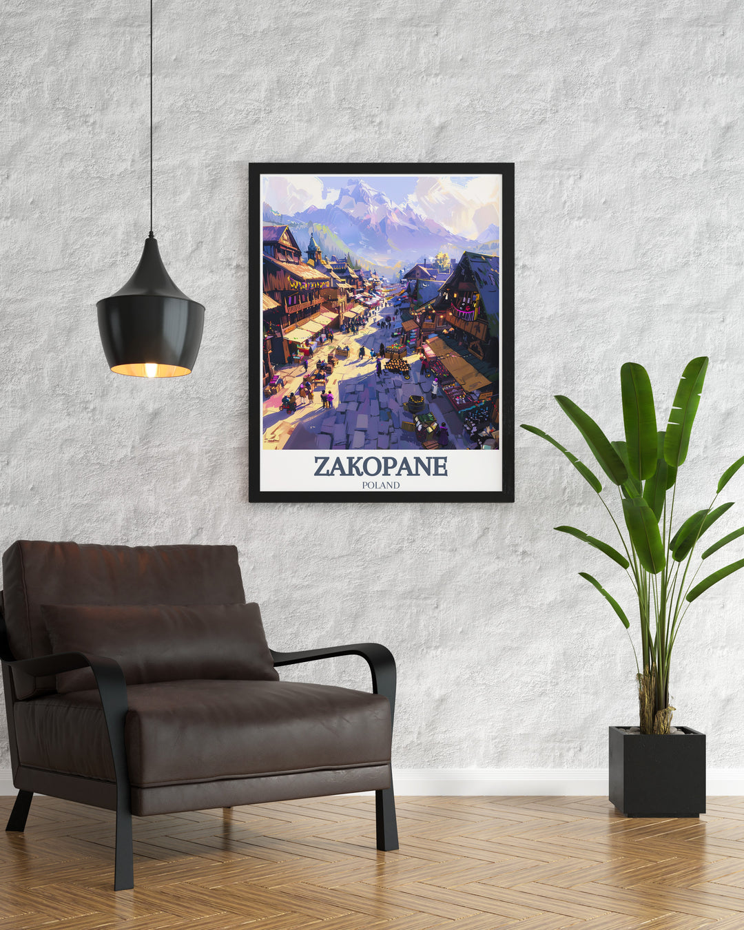 Krupowki Street and Kasprowy Wierch Framed Prints showcasing the scenic beauty of Zakopane with elegant design perfect for adding a sophisticated touch to any room or as a memorable birthday gift.