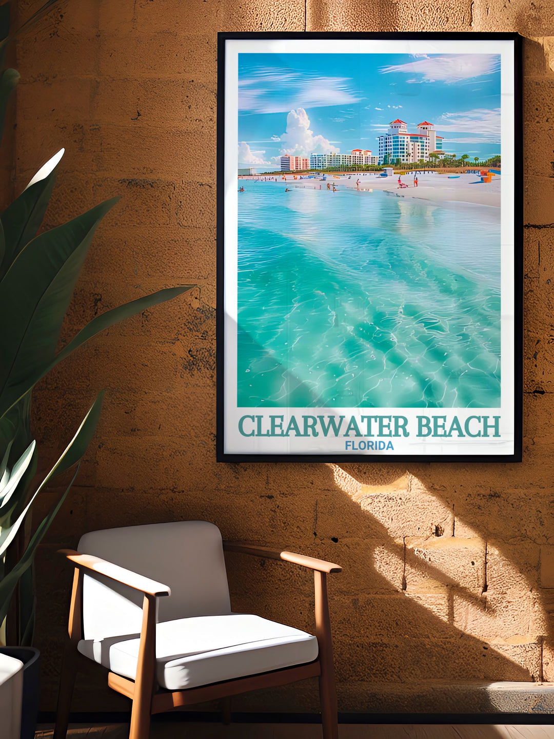 Bring a piece of Florida into your home with this Clearwater Beach print. The stunning coastal design adds a touch of relaxation to any living space. This modern artwork is perfect for those who appreciate Florida decor and love beach inspired art.