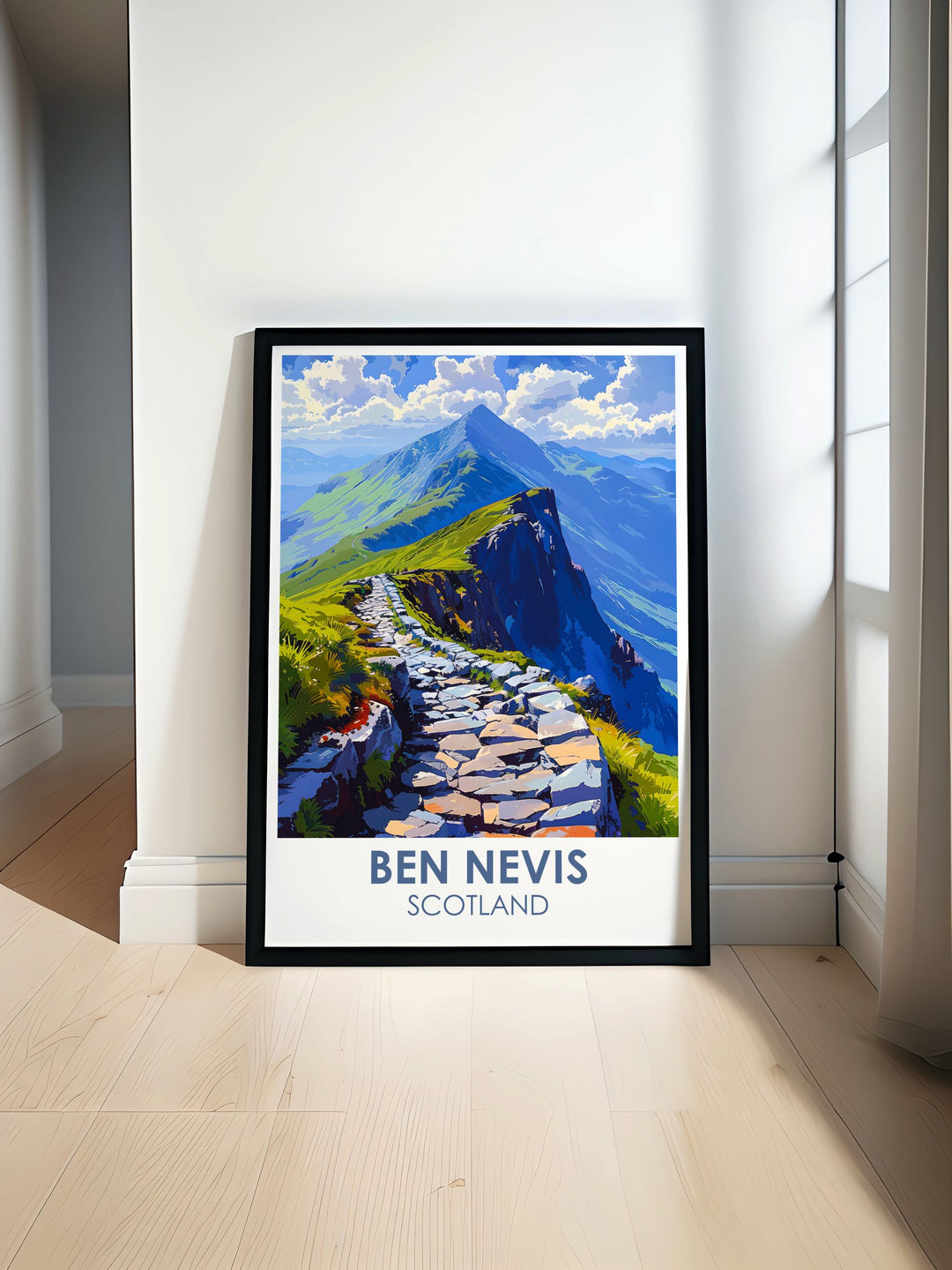 Carn Mor Dearg Arete Modern prints showcasing the breathtaking views and rugged terrain connecting to Ben Nevis Mountain a perfect choice for those who love adventure and nature