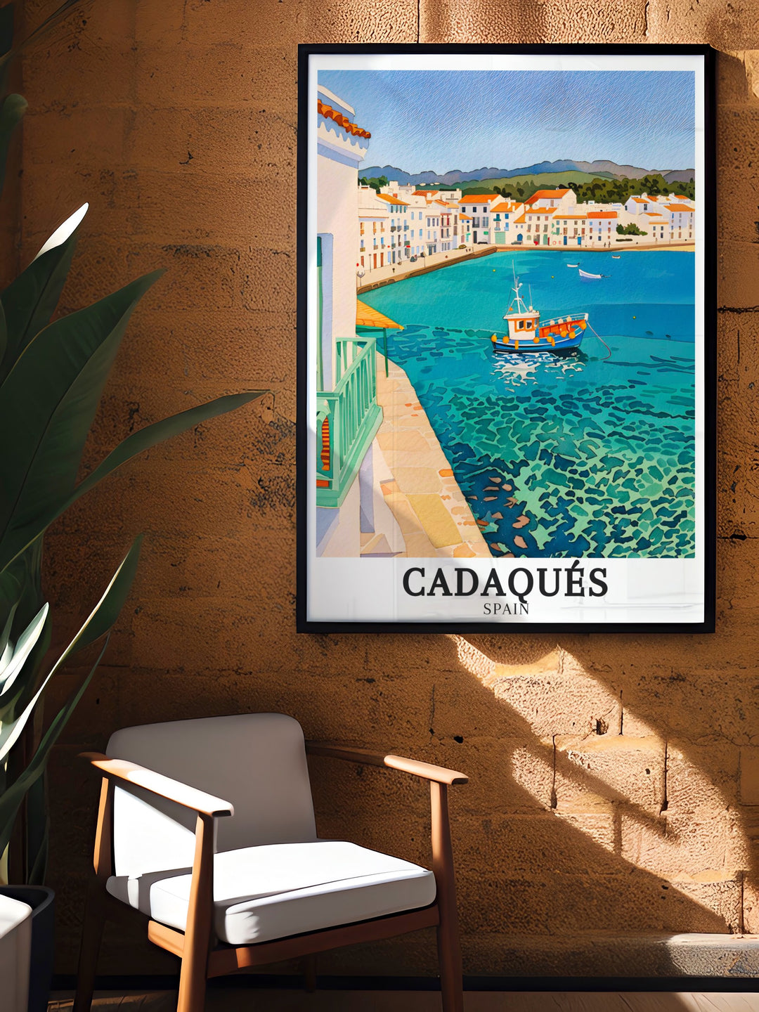 Cadaqués vintage poster offers a timeless look at this Spanish town, capturing its unique charm and beautiful surroundings. Perfect for anyone who has visited or dreams of visiting Cadaqués, this travel print adds a nostalgic touch to your space.