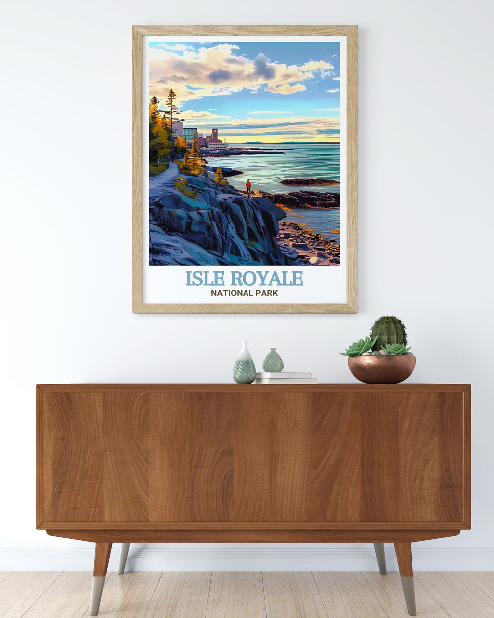 Elegant home decor featuring Scoville Point artwork highlighting the stunning landscapes of Isle Royale National Park perfect for creating a serene and sophisticated atmosphere in any living space