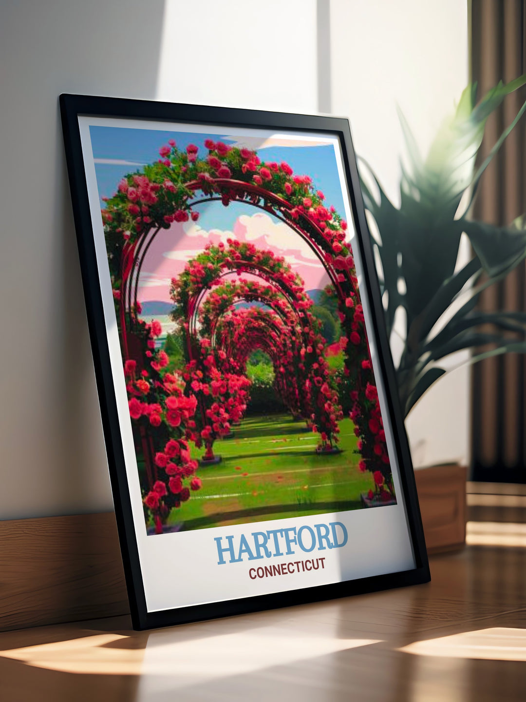 Hartford wall art paired with Elizabeth Park stunning prints in a colorful fine line style perfect for creating elegant home decor. This city print makes a great gift for birthdays anniversaries or any special occasion celebrating Hartford.