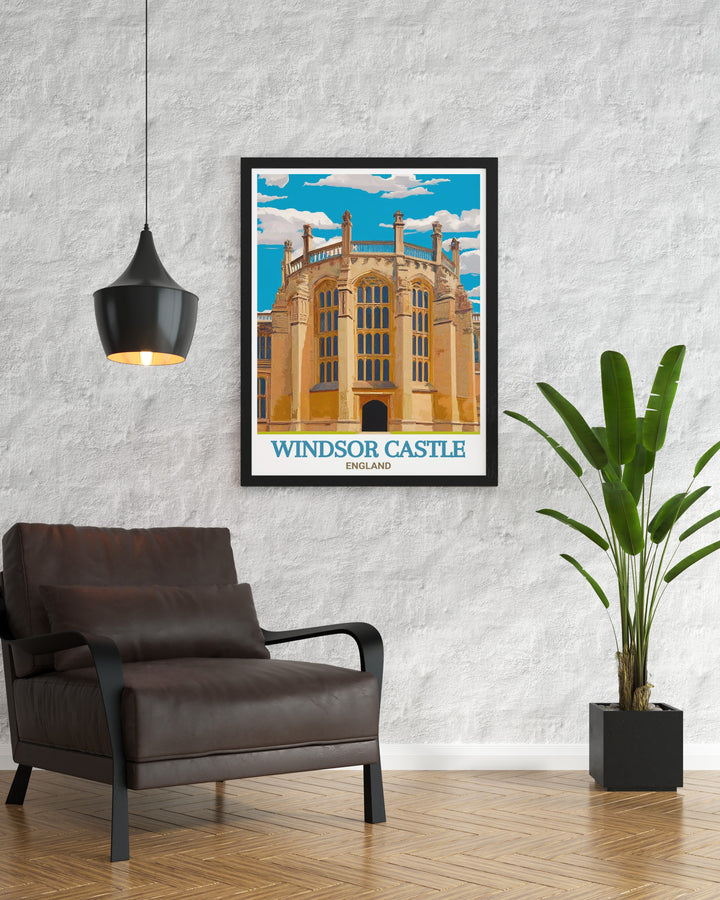 St. Georges Chapel canvas print, capturing the grandeur of the chapel within Windsor Castle. This print serves as a reminder of the royal familys history and is ideal for anyone who values the significance of British landmarks.