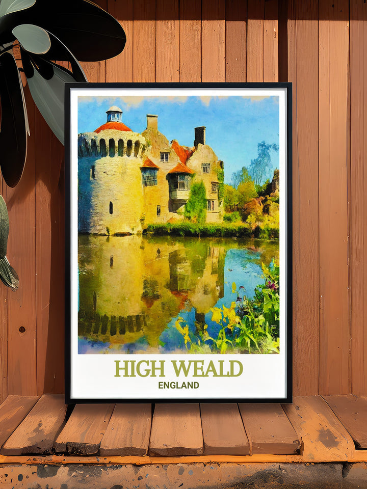 Scotney Castle and High Weald AONB digital print capturing the lush greenery and historic architecture of the British countryside ideal for adding a touch of elegance to your home decor or as a thoughtful gift for lovers of Englands rural beauty.