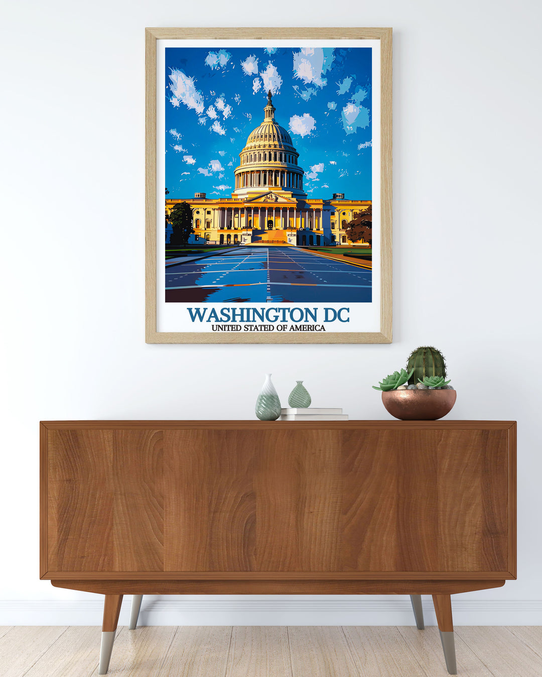 Modern Washington DC print in black and white featuring the United States Capitol. This elegant art print adds a touch of sophistication to your home decor and makes a great gift for anniversaries birthdays and holidays. Enhance your living room with this beautiful city print.