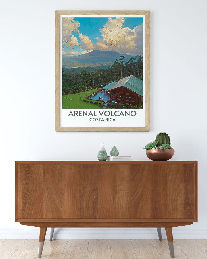 Breathtaking view of The Arenal Observatory Lounge and Spa in an art print, showcasing lush landscapes and volcanic beauty.