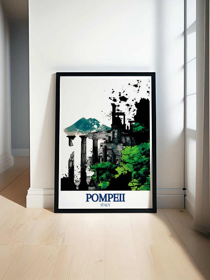 Temple of Apollo art print depicting the ancient temple in Pompeii, with a focus on its majestic columns and classical design. This home print is a wonderful way to bring a piece of Roman history into your living space, perfect for art and history lovers alike.