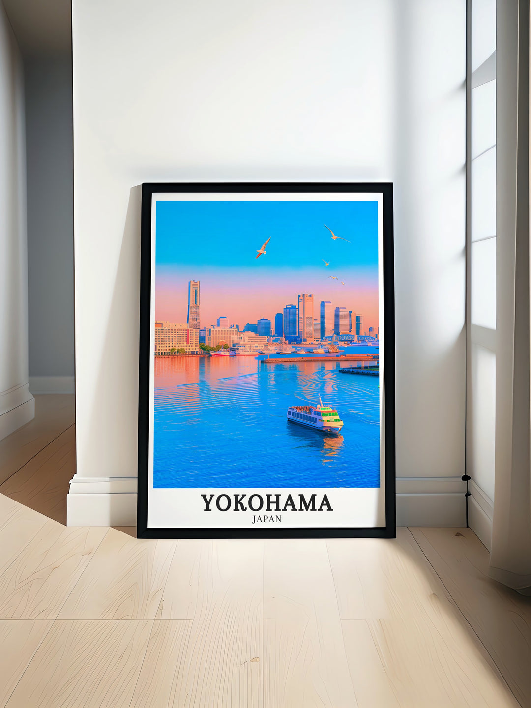 Yokohamas Landmark Tower, an architectural marvel, is featured prominently in this detailed print. The artwork captures the towers place within Minato Mirais skyline, celebrating the citys blend of tradition and modernity. Ideal for anyone who loves Japanese culture, this print adds a unique and elegant touch to any space.