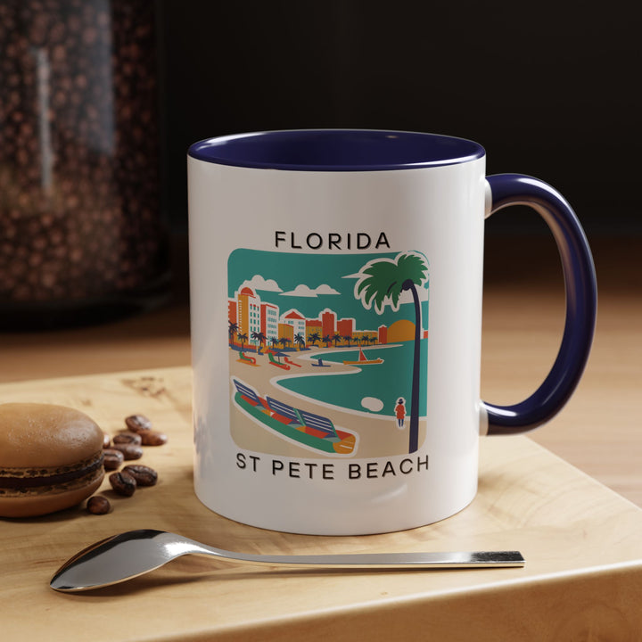 A beautifully designed St. Pete Beach Florida mug showcasing the stunning coastal scenery of this popular destination. Ideal for coffee or tea lovers, this durable ceramic mug features a colorful design and is dishwasher and microwave safe.