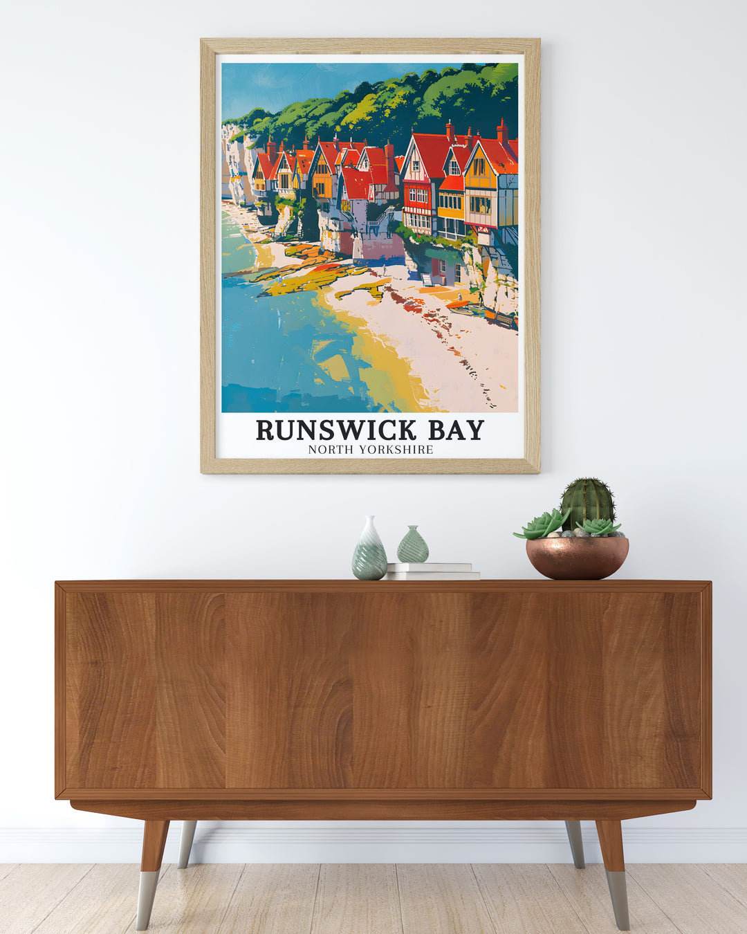 Runswick Bay print along with Runswick Beach Whitby showcasing the charm of North Yorkshire a stunning piece of modern art perfect for home decor capturing the beauty of the Cleveland Way hike with vibrant colors and intricate details in a vintage travel print style