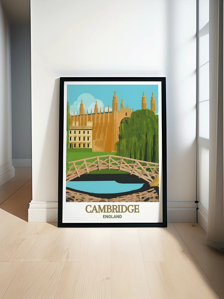 Trinity College Cambridge Poster featuring the iconic Bridge of Sighs and Great Court an elegant addition to any Cambridge Uni art collection perfect for adding a touch of Cambridgeshire history to your home decor