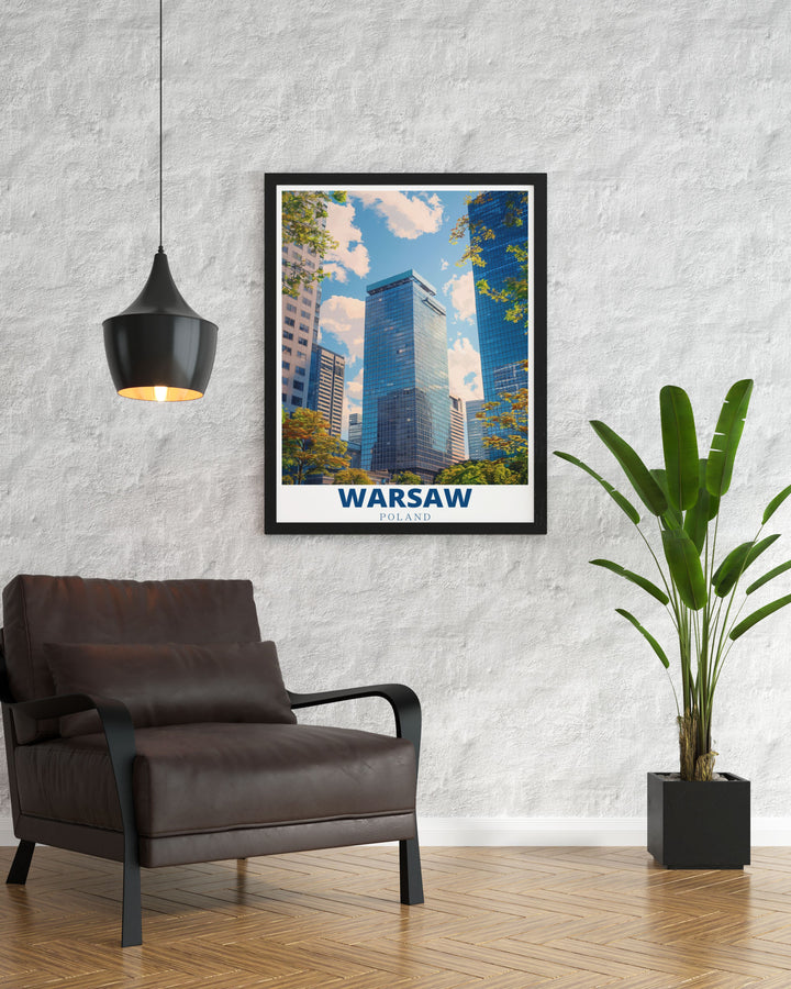 Capture the beauty of Warsaw with a stunning Warsaw Financial Center print perfect for enhancing any space with modern decor. This artwork reflects the citys architectural beauty and adds sophistication to your home or office wall art collection.