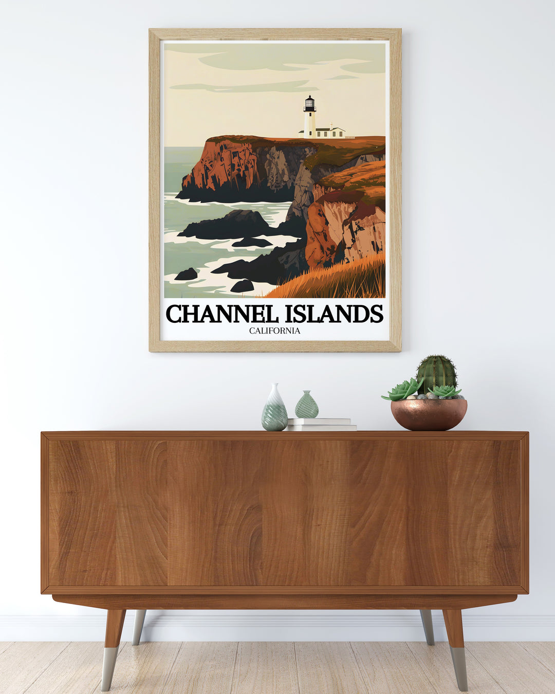 Elegant National Park print featuring Anacapa Island, Anacapa lighthouse and Arch Rock a timeless piece of art for those who appreciate the beauty of Californias coastal national parks.