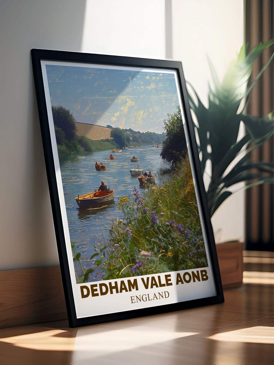 This Dedham Vale poster print captures the tranquil beauty of the Stour River winding through the lush landscapes of Constable Country. Perfect for home décor or as a thoughtful gift, this artwork celebrates the charm of the British countryside.