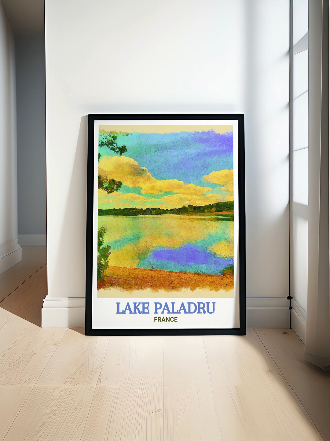 Celebrate the elegance of Lake Paladru with this art print, featuring the lakes crystal clear waters and picturesque surroundings. The artwork is ideal for bringing a touch of French natural beauty into your living space.