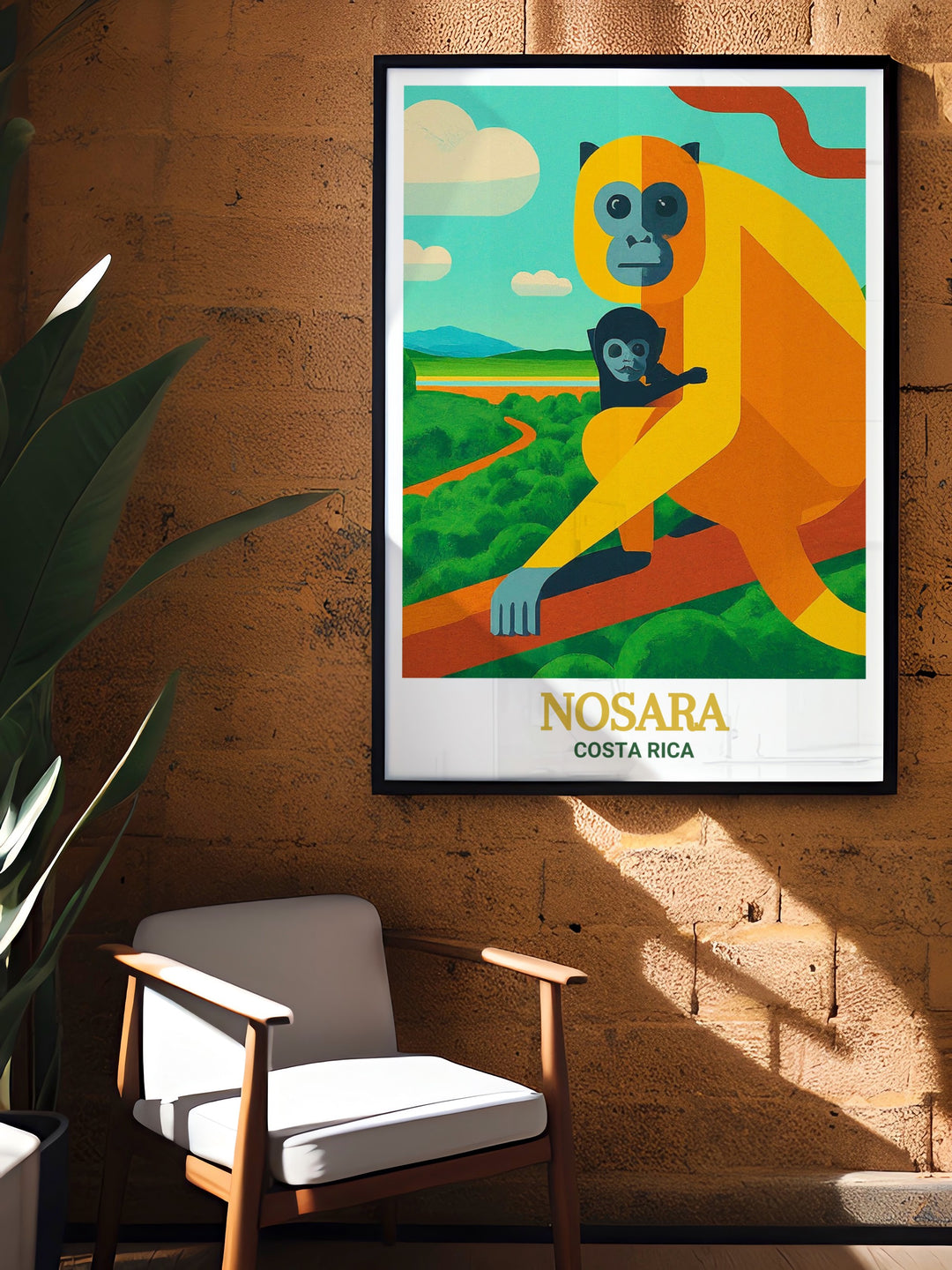 The lush landscapes of the Nosara Wildlife Refuge in Costa Rica are showcased in this print, highlighting the regions commitment to protecting its natural environment. The artwork celebrates the rich biodiversity and serene beauty of Nosara, making it a stunning addition to any decor that values the preservation of nature.