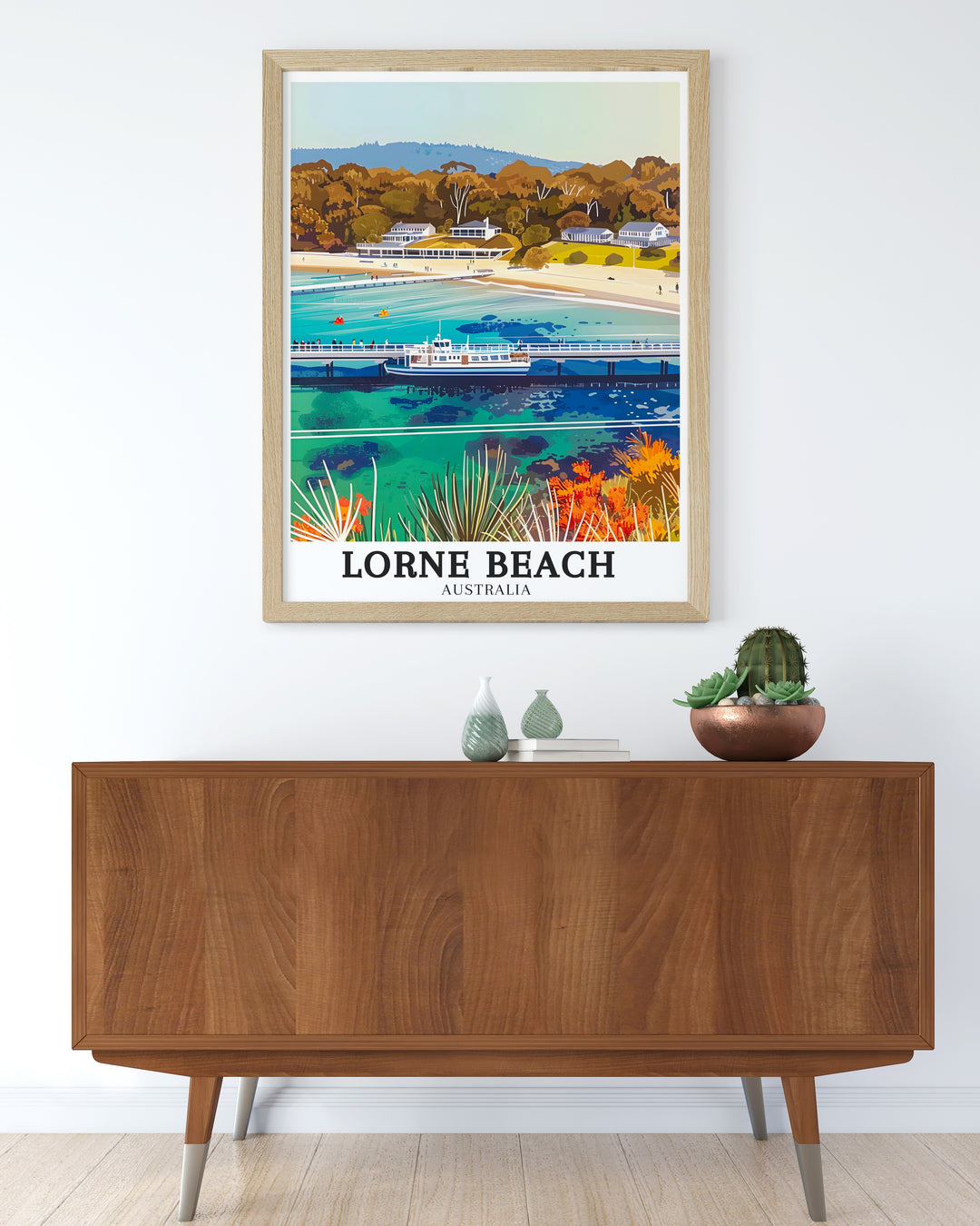 Lorne Beach Artwork featuring Apollo Bay and Lorne Pier is a must have for any Australia travel art collection this elegant wall decor brings the beauty of Australias coastline into your home making it a perfect gift or addition to your space