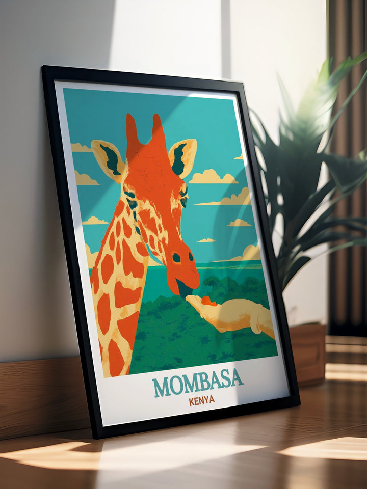 The Kenya Wall Art piece brings the serene and tranquil atmosphere of Haller Park into your living space. Its an ideal gift for nature lovers or anyone with a deep appreciation for Africas breathtaking landscapes.