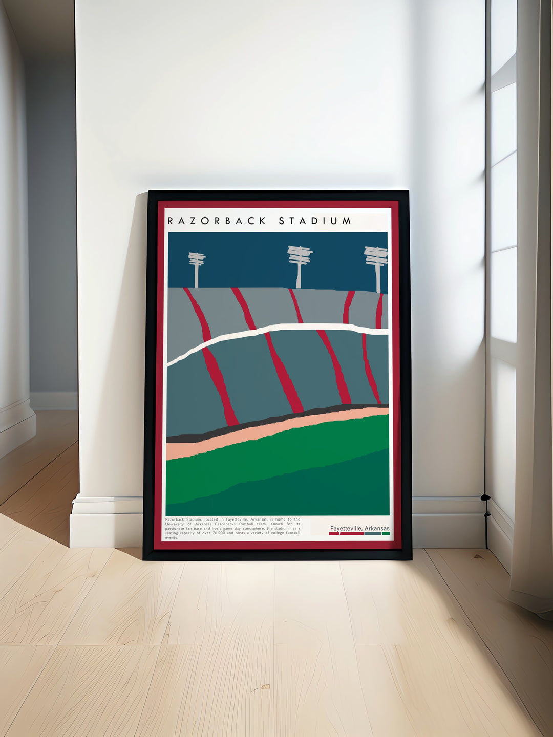 Razorbacks print showcasing the excitement of Arkansas football at Razorback Stadium perfect for college dorm decor and an ideal gift for Fathers Day birthdays and other celebrations bringing team spirit into any space