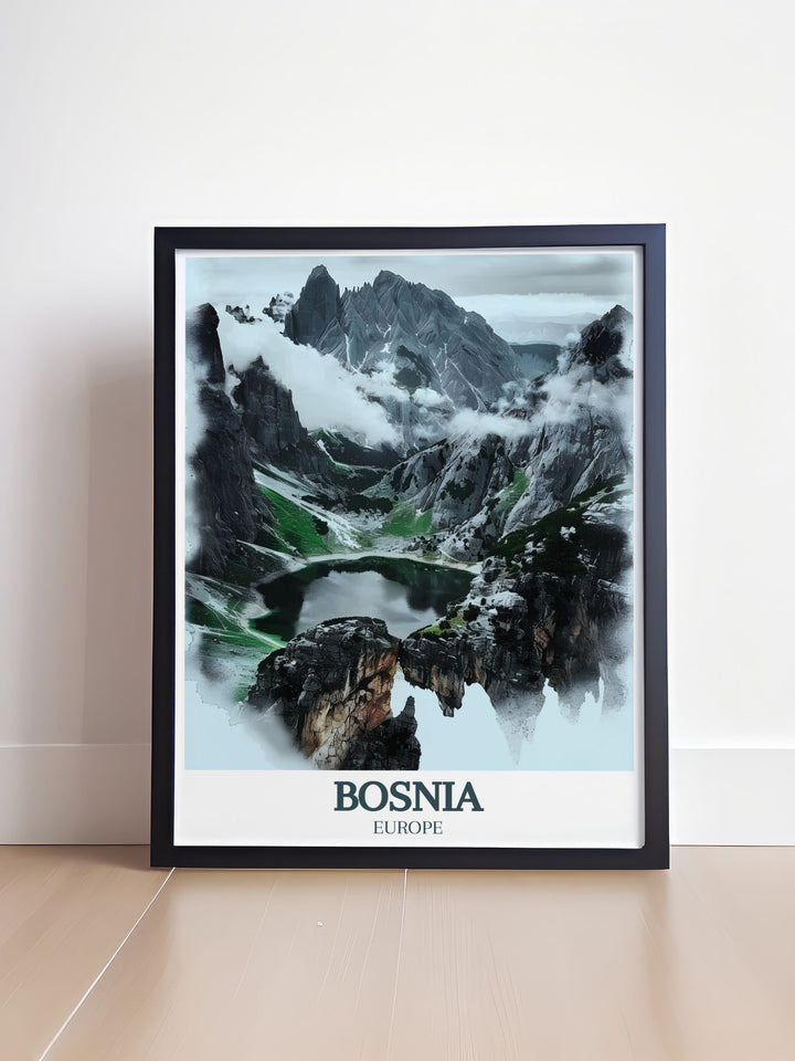 This stunning Bosnia Print features Sutjeska National Park, Maglić mountain, Trnovacko Lake. Ideal for home decor, this Bosnia Art Print brings the majestic beauty of Bosnias natural wonders to any living space. Available as a Digital Download for convenience.