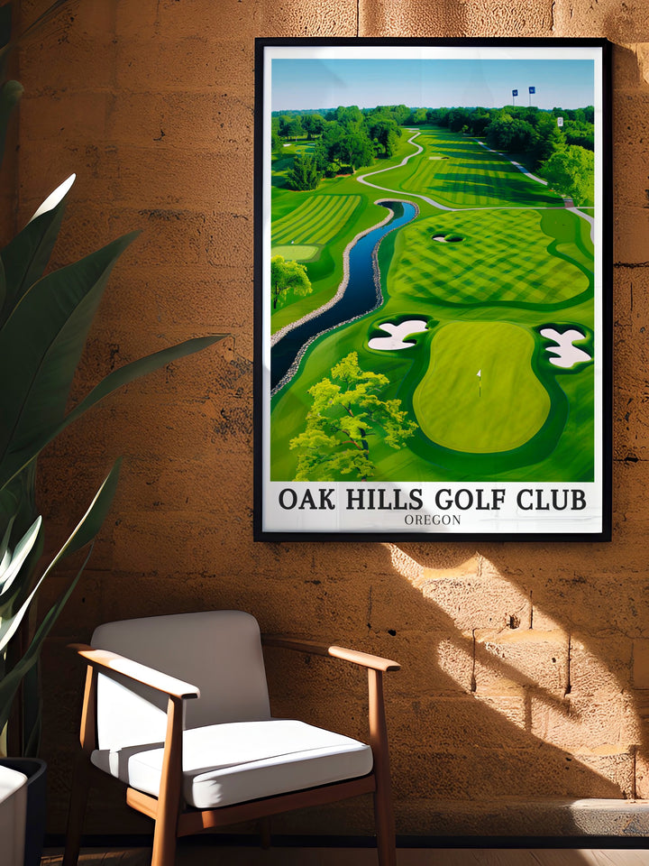 The Oak Hills Golf Club is a favorite among golfers in Douglas County, and this poster art captures the clubs beauty. Ideal as a gift or a personal piece of decor, it celebrates the sports sophistication and the courses serene surroundings.