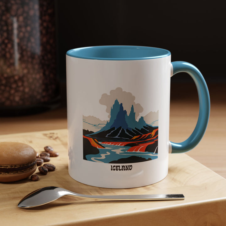 A beautifully crafted Iceland Mug showcasing vibrant artwork inspired by Iceland's iconic glaciers and geysers. This dishwasher-safe ceramic mug is ideal for coffee or tea lovers and makes a thoughtful gift for travel enthusiasts and collectors.