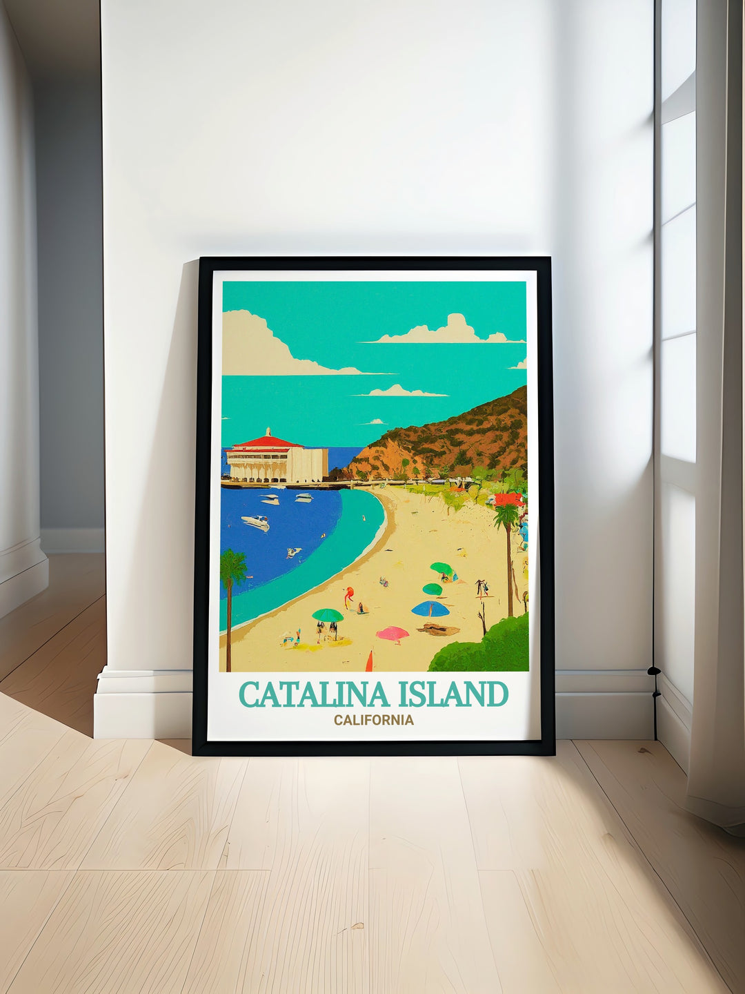 Experience the tranquil beauty of Catalina Islands Descanso Beach Club with this detailed art print, highlighting the serene setting and natural elegance of this coastal retreat. Perfect for bringing a touch of Californias charm into your home.