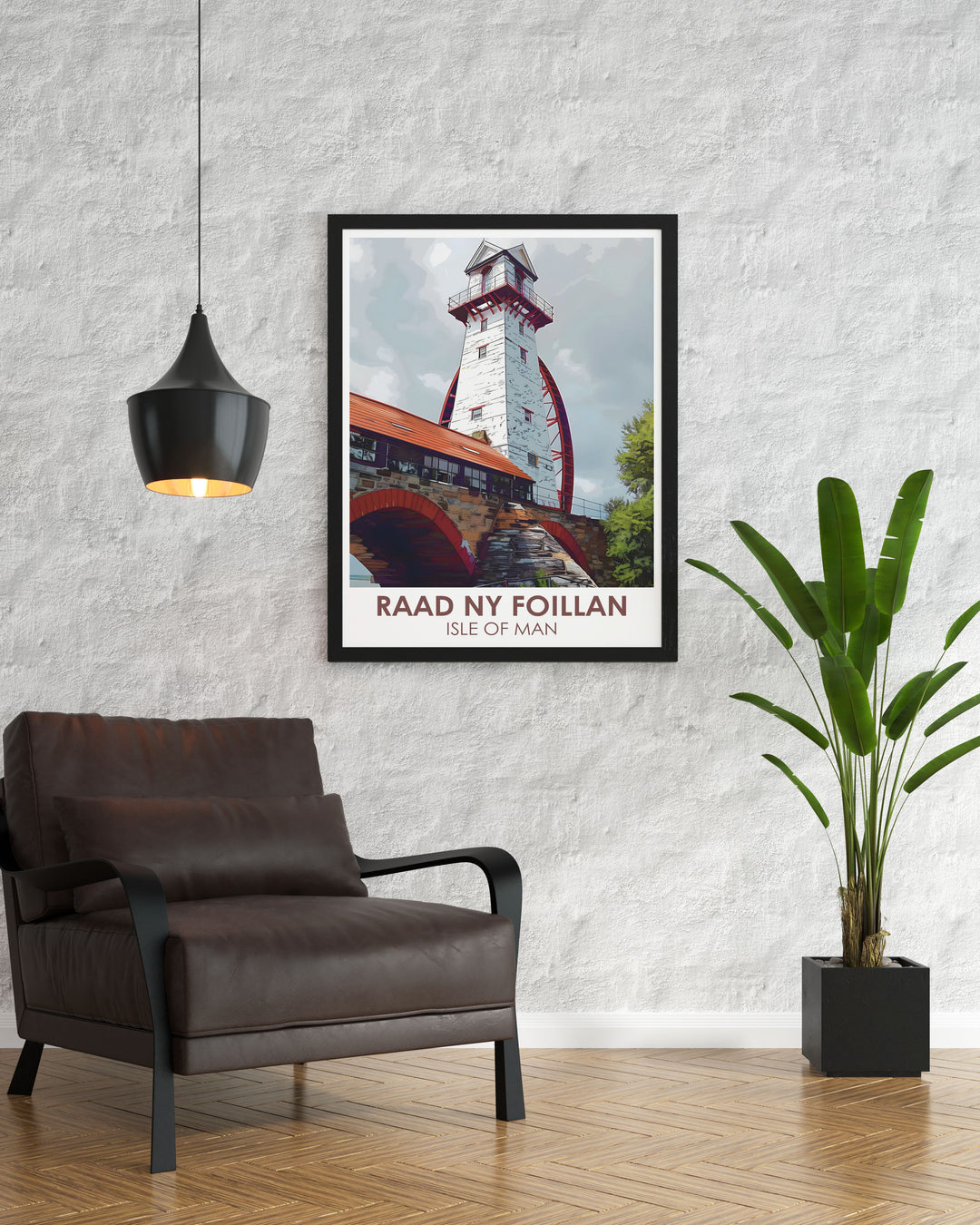 Framed Print of Laxery wheel showcasing breathtaking Isle of Man scenery with the Manx Coastal Path and Way of the Gull highlighting rugged cliffs and serene Douglas Harbour perfect for living room decor