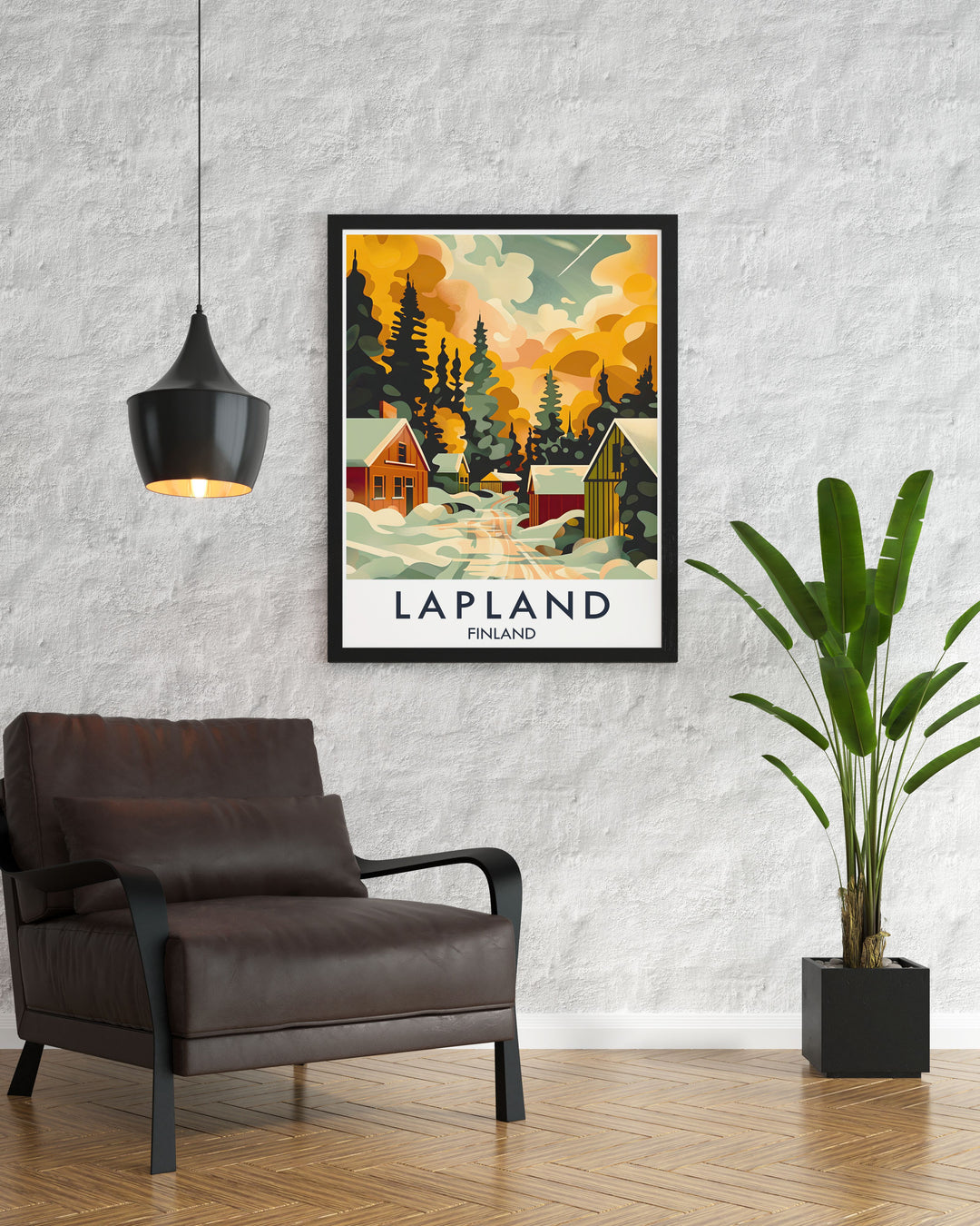 Beautiful Santa Claus Town Artwork showcasing the festive wonderland of Finland perfect for adding holiday cheer to any room or as a special gift for those who adore Christmas and festive decor.