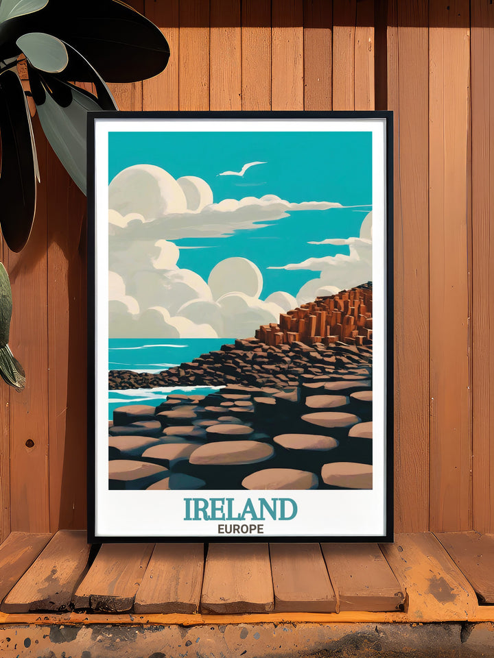 Bring the striking basalt columns of Giants Causeway and the lively streets of Dublin into your home with this stunning canvas art. Perfect for Irish art enthusiasts, this piece beautifully captures the essence of Irelands natural and cultural landmarks.