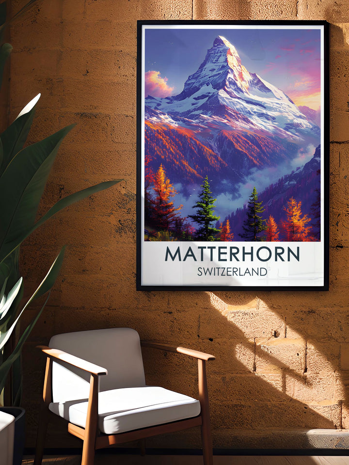 Bucket List Prints featuring the scenic beauty of the Swiss Alps and the iconic Matterhorn perfect for travelers and collectors who love to explore new places and bring adventure into their homes