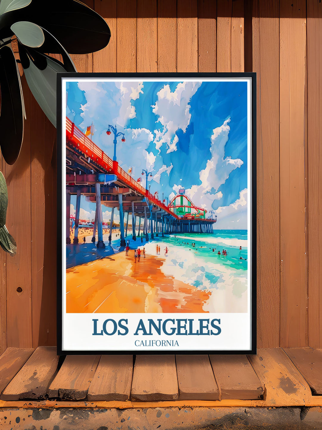 Add a touch of elegance to your home with this Santa Monica Pier Oceanfront Amusement Park elegant home decor print a timeless piece that captures the charm of Los Angeles perfect for any room in your house