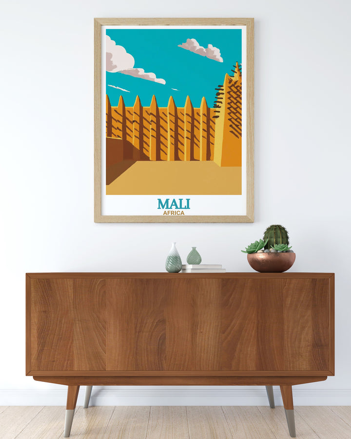 A beautifully crafted art print of the Djenné Mosque in Mali, showcasing the rich cultural history and architectural grandeur of this African masterpiece. Perfect for those who appreciate historical landmarks and African culture.