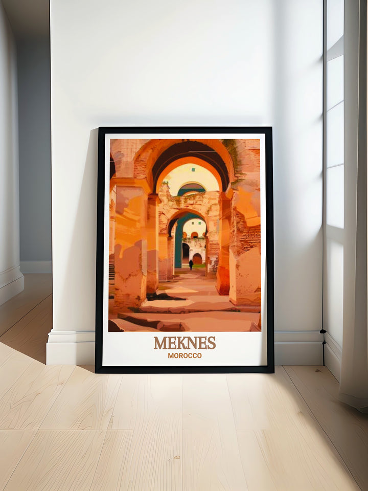 Place el Hedim Meknes poster print showcasing the vibrant culture of Morocco ideal for adding a touch of elegance to your living space this Morocco art piece is perfect for home decor featuring rich details and colors that bring the beauty of Meknes into any room